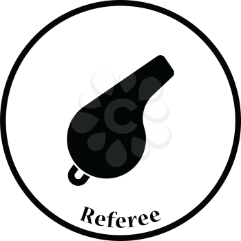 Whistle icon. Thin circle design. Vector illustration.