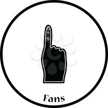 Fans foam finger icon. Thin circle design. Vector illustration.