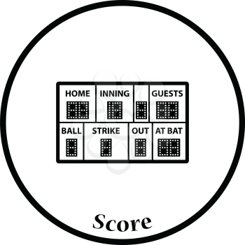 Baseball scoreboard icon. Thin circle design. Vector illustration.
