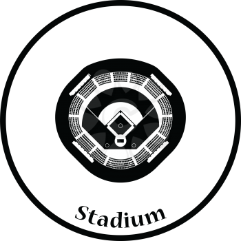 Baseball stadium icon. Thin circle design. Vector illustration.