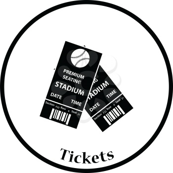 Baseball tickets icon. Thin circle design. Vector illustration.