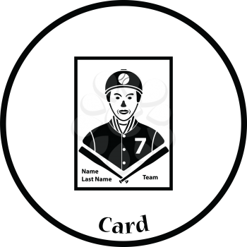 Baseball card icon. Thin circle design. Vector illustration.