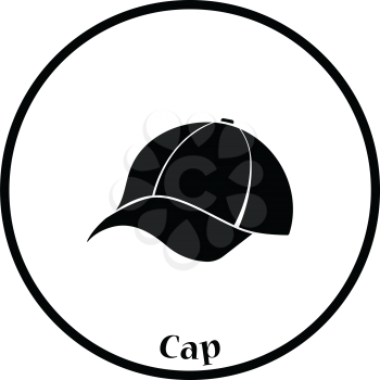 Baseball cap icon. Thin circle design. Vector illustration.