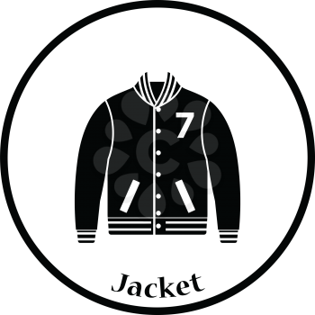 Baseball jacket icon. Thin circle design. Vector illustration.