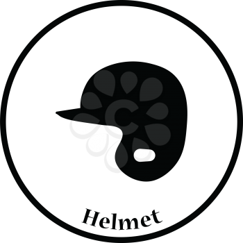 Baseball helmet icon. Thin circle design. Vector illustration.