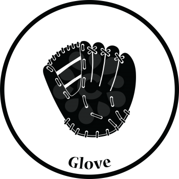 Baseball glove icon. Thin circle design. Vector illustration.