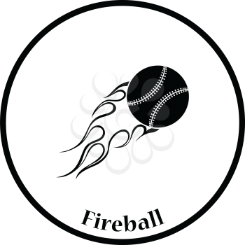 Baseball fire ball icon. Thin circle design. Vector illustration.