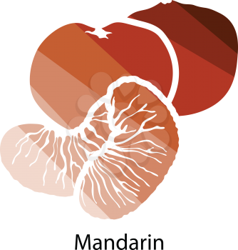 Mandarin icon. Flat color design. Vector illustration.