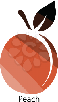 Peach icon. Flat color design. Vector illustration.