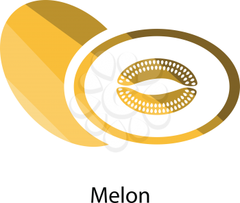Melon icon. Flat color design. Vector illustration.