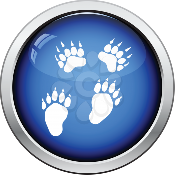 Bear trails  icon. Glossy button design. Vector illustration.