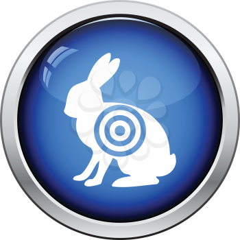 Hare silhouette with target  icon. Glossy button design. Vector illustration.