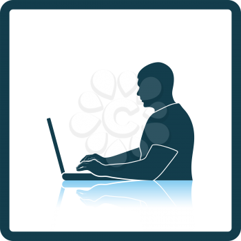Writer at the work icon. Shadow reflection design. Vector illustration.