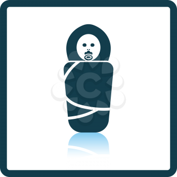Wrapped infant icon. Shadow reflection design. Vector illustration.