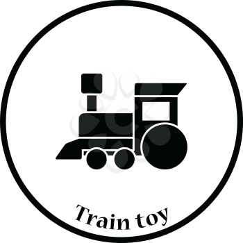 Train toy icon. Thin circle design. Vector illustration.