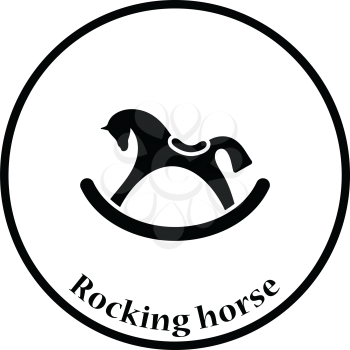 Rocking horse icon. Thin circle design. Vector illustration.