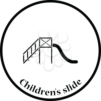 Children's slide icon. Thin circle design. Vector illustration.