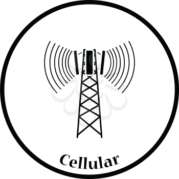 Cellular broadcasting antenna icon. Thin circle design. Vector illustration.