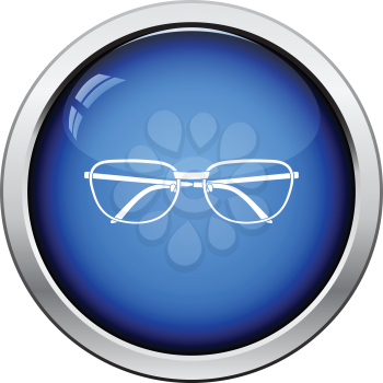 Glasses icon. Glossy button design. Vector illustration.