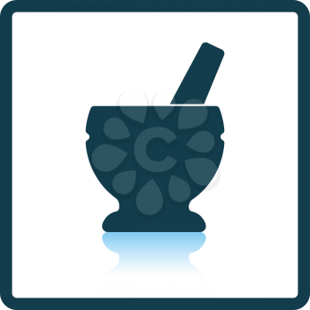 Icon of chemistry mortar. Shadow reflection design. Vector illustration.