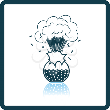 Icon explosion of chemistry flask. Shadow reflection design. Vector illustration.