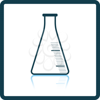 Icon of chemistry cone flask. Shadow reflection design. Vector illustration.