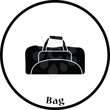Icon of Fitness bag. Thin circle design. Vector illustration.