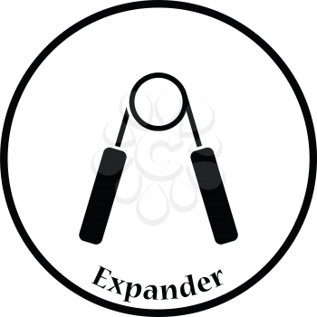 Icon of Hands expander. Thin circle design. Vector illustration.