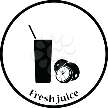 Icon of Orange juice glass. Thin circle design. Vector illustration.
