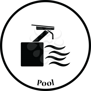 Diving stand icon. Thin circle design. Vector illustration.