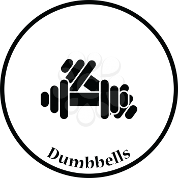 Dumbbell icon. Thin circle design. Vector illustration.