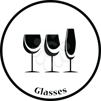 Glasses set icon. Thin circle design. Vector illustration.