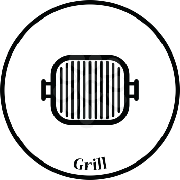 Grill pan icon. Thin circle design. Vector illustration.