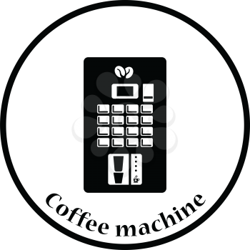 Coffee selling machine icon. Thin circle design. Vector illustration.