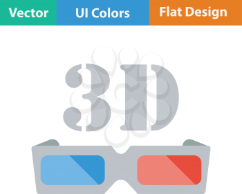 3d goggle icon. Flat color design. Vector illustration.