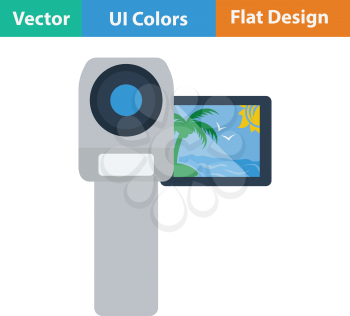 Video camera icon. Flat color design. Vector illustration.