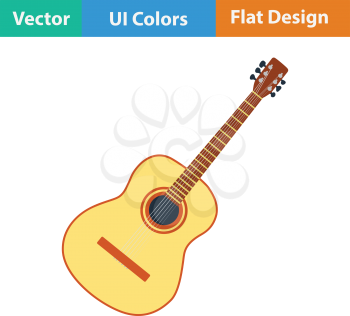 Acoustic guitar icon. Flat color design. Vector illustration.