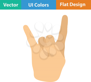 Rock hand icon. Flat color design. Vector illustration.