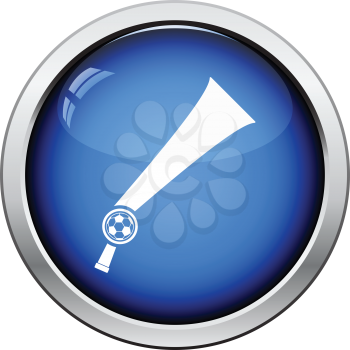 Football fans wind horn toy icon. Glossy button design. Vector illustration.