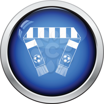 Football fans scarf icon. Glossy button design. Vector illustration.