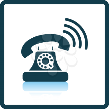 Old telephone icon. Shadow reflection design. Vector illustration.