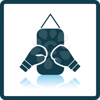 Icon of Boxing pear and gloves. Shadow reflection design. Vector illustration.