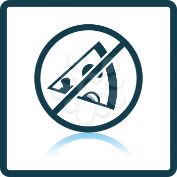 Prohibited pizza icon. Shadow reflection design. Vector illustration.