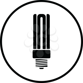 Energy saving light bulb icon. Thin circle design. Vector illustration.