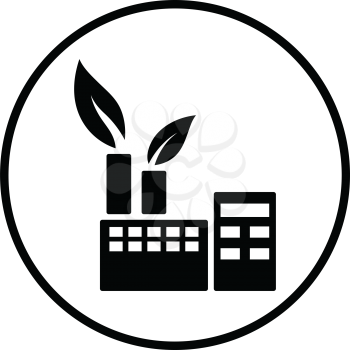Ecological industrial plant icon. Thin circle design. Vector illustration.