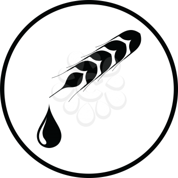 Wheat with drop icon. Thin circle design. Vector illustration.