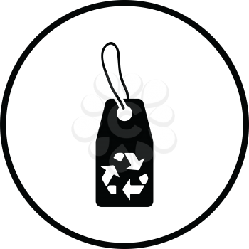 Tag with recycle sign icon. Thin circle design. Vector illustration.