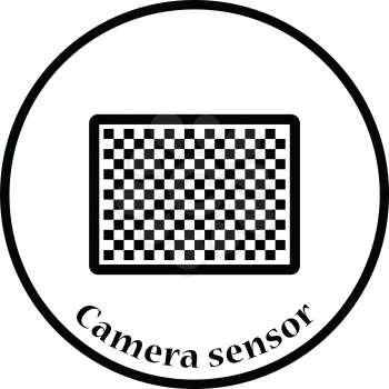 Icon of photo camera sensor. Thin circle design. Vector illustration.