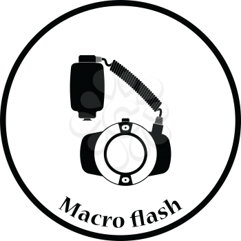 Icon of portable circle macro flash. Thin circle design. Vector illustration.