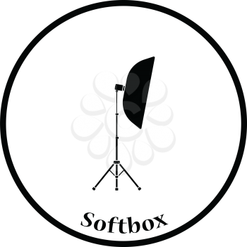 Icon of softbox light. Thin circle design. Vector illustration.